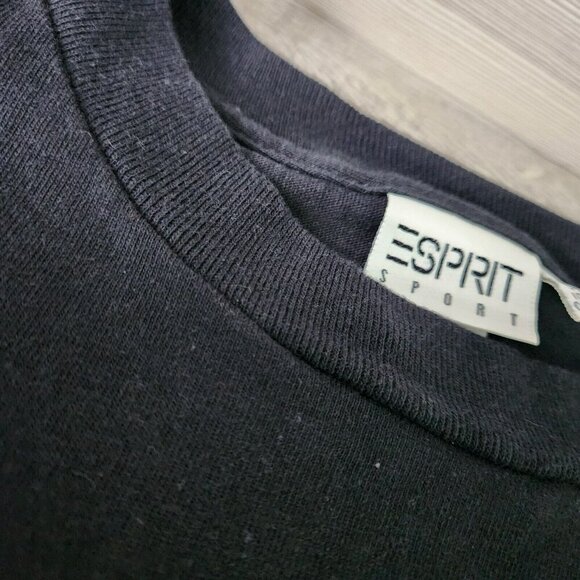 Esprit  Vintage 90s Sport T Shirt Single Stitch XL Black Crew Spell Out Logo USA - Picture 9 of 14